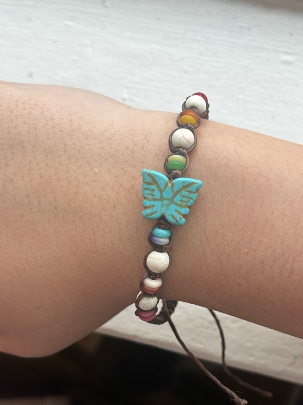 Boho Butterfly Beaded Bracelet Adjustable Turquoise Style